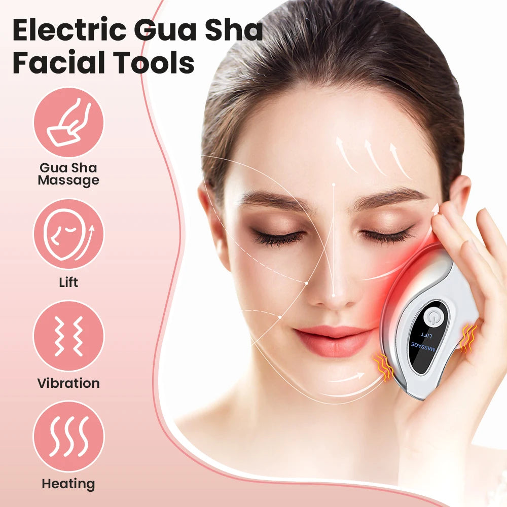 Gua Sha Électrique Visage — Lifting, Luminothérapie LED & Vibrations 45Hz